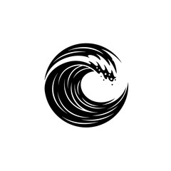An abstract black and white swirl illustration with a dynamic spiral pattern and vector elements for modern design