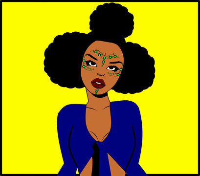 Afro, black, melanin, dark skin, pretty, cute, face, cartoon, vector, illustration, head, people, woman, hair, person, men, style, smile, character, design, guy, fashion, beauty, kente, kitenge, ankar