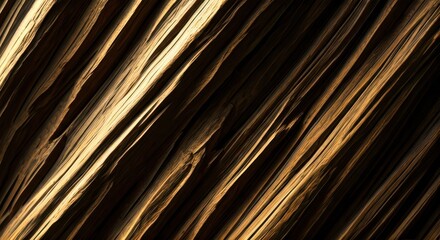 A detailed, diagonal pattern of distressed wood grain, showcasing rich golden tones and dark shadows.