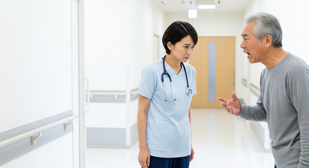 Obraz premium カスハラ（カスタマーハラスメント）・医療／介護／看護