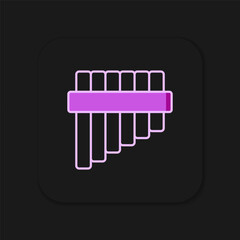 Filled outline Pan flute icon isolated on black background. Traditional peruvian musical instrument. Folk instrument from Peru, Bolivia and Mexico. Flat filled outline style with shadow. Vector