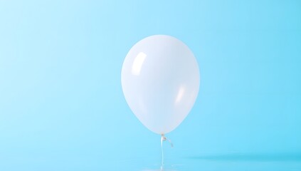 White Balloon Floating Against a Blue Background in Soft Lighting