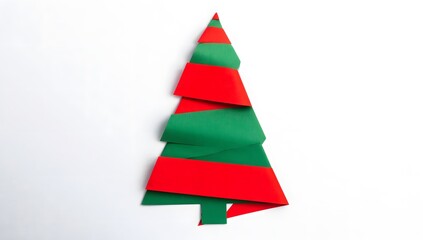 Colorful Paper Christmas Tree Craft with Green and Red Strips