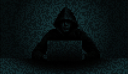 Shady Hacker Binary code Design. Full vector Background