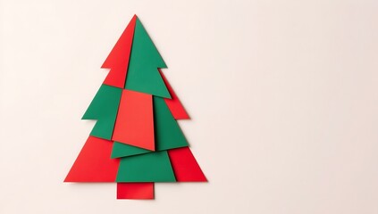 Colorful Paper Christmas Tree Craft with Red and Green Shapes