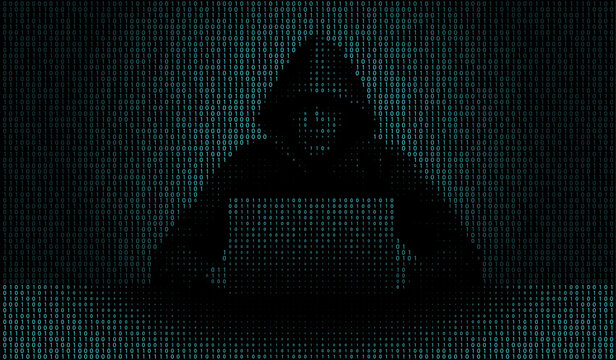 Shady Hacker Binary code Design. Full vector Background