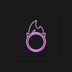 Filled outline Circus fire hoop icon isolated on black background. Ring of fire flame. Round fiery frame. Flat filled outline style with shadow. Vector