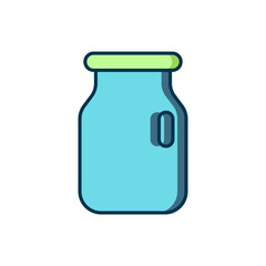 Filled outline Glass jar with screw-cap icon isolated on white background. Flat filled outline style with shadow. Vector