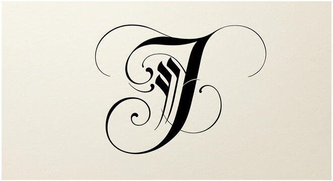 Gothic Calligraphy Letter J Illustration with Antique Flourishes and Blackletter Style for Vintage Monograms, Logos, and Elegant Document Formatting Design