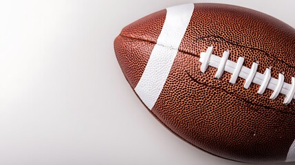 Football with White Stripe and Laces on White Background for Sports and Recreation