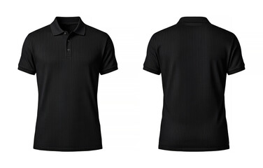 Naklejka premium Black Polo Shirt Front and Back View Isolated on White Background