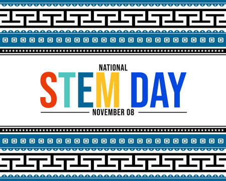 National stem day november eight celebration banner poster graphic design template