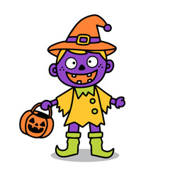 halloween costume, hand draw trick or treat