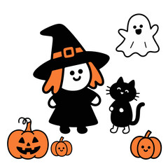 halloween costume, hand draw trick or treat