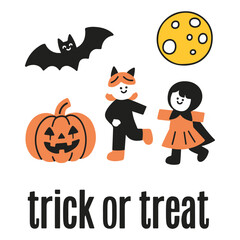 hand draw trick or treat, halloween costume
