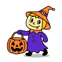 halloween costume, hand draw trick or treat