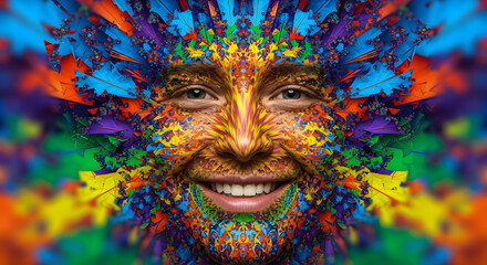 Smiling Face Expanding into Colorful 2D Fractals