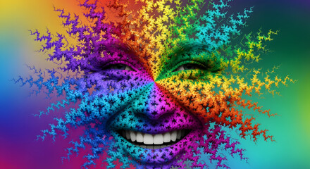 Smiling Face Expanding into Colorful 2D Fractals