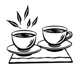Craft a Serene Depiction of Two Teacups Toasting New