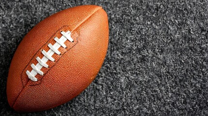 American Football Ball on Dark Textured Surface in Close Up