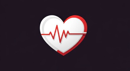 Heartbeat Line on a White and Red Heart Icon.