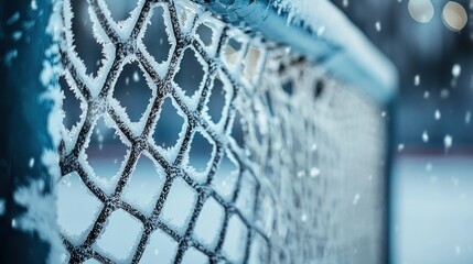 Frozen hockey net