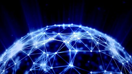 Motion of digital data flow world. Futuristic Technology Theme Background Connection lines Around Earth Globe