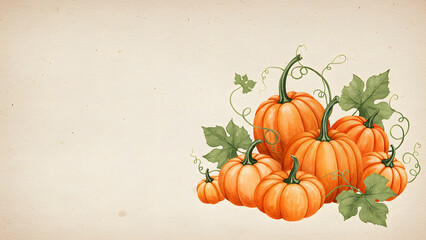 Autumn Pumpkin Watercolor Illustration