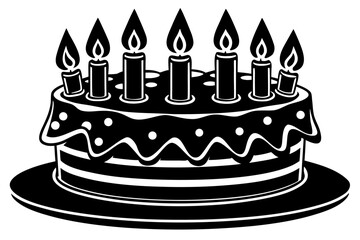 Vector art of birthday cake with candles for celebration design