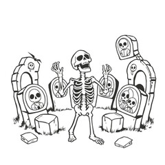 A skeleton screaming silently in a ancient stone circle surrounded by haunted portraits.