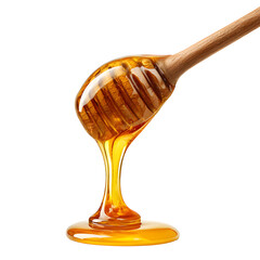 Honey dripping from dipper isolated on transparent background