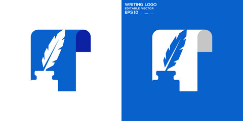 Writing logos. Paper, pen, education. Vector icon symbol template EPS 10.