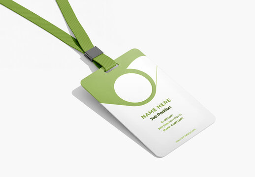 ID Card with Lanyard Mockup