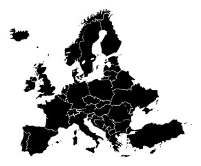 Europe map outline silhouette vector continent shape laser cutting engraving