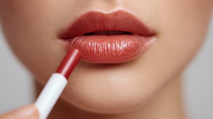 Naklejka premium Perfect your pout with this gorgeous lip liner application for a stunning confident look perfect for beauty blogs makeup tutorials and cosmetic ads