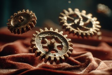 Shiny brass cogwheel detailed industrial photography shot high resolution picture