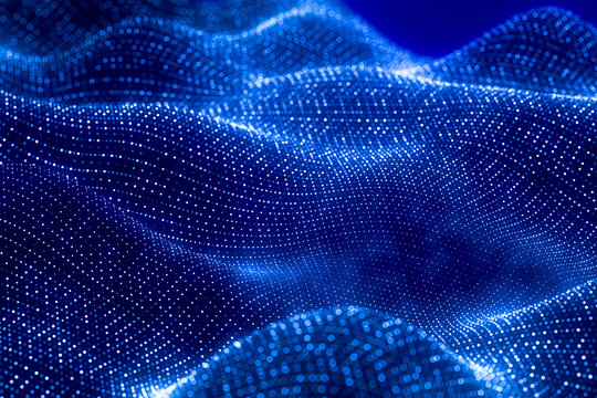 Fototapeta Shimmering dot wave flows with light 3D