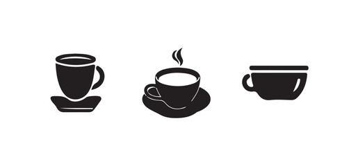 Cup of coffe icons, Coffe or tea cups vector icon collection,  Vector illustration EPS 10.