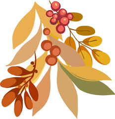Merry Christmas! Happy New Year! A composition in deep traditional shades with a New Year's holiday theme and botanical elements. Flat digital illustration in a modern style.