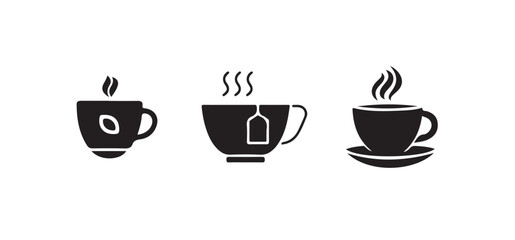 Coffee cup icon set, cup a coffee sign and symbol, Cups of coffee and tea in Flat and Style collection, vector illustration eps 10.