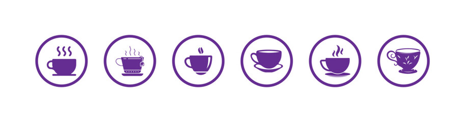 Coffee cup vector icon set hot drink, Modern coffee cup silhouette vector, coffee cup icon with steam,  Vector illustration EPS 10.