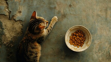cat on a wooden table