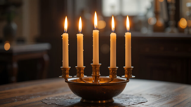 Havdalah candle with multiple wicks, symbolizing the end of the Sabbath and the beginning of the new week