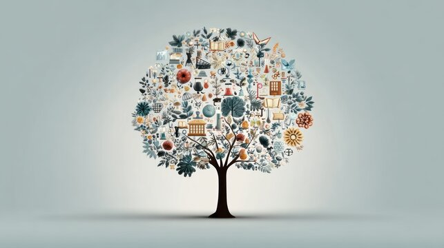 Abstract tree with many small icons