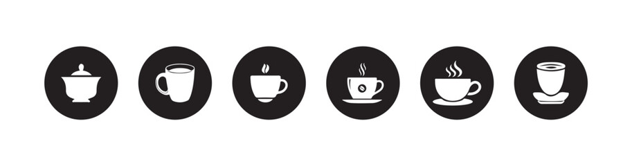 Coffee cup icon set, cup a coffee sign and symbol, Cups of coffee and tea in Flat and Style collection, vector illustration eps 10.