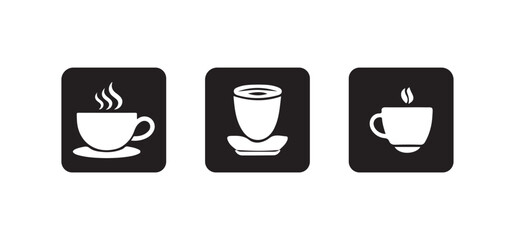 Coffee cup icon set, Cups of coffee tea collection, Hot drink icon, Strong coffee in smoke,  Vector Illustration, eps 10.