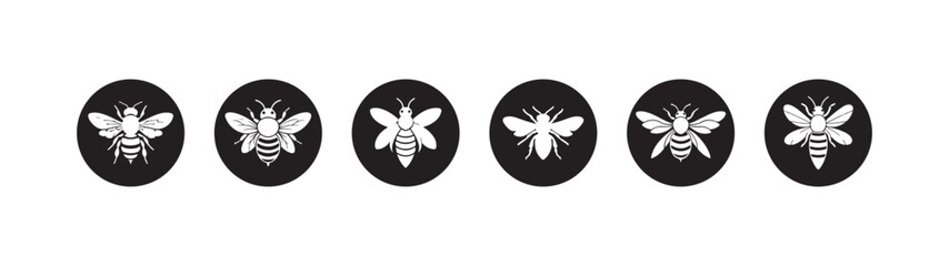 Bee silhouette, Black and white bee for honey design, Vector illustration EPS 10.