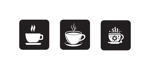 Coffee cup icon set vector, Hot cup beverage vector icon set,  tea cup sign cafe symbol,  Vector illustration EPS 10.