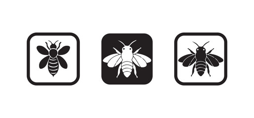 Honeybee silhouette,  vector style with white background, Vector illustration EPS 10.