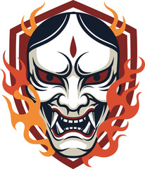 Fiery Oni Mask: A Symbol of Japanese Folklore and Power.